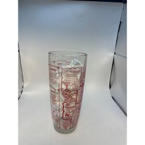 VTG MCM‎ Irvinware USA Glass Cocktail Shaker Chrome Lid Recipes Red Print 24oz